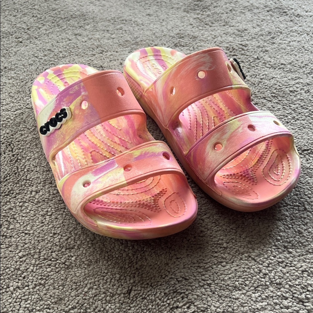 Crocs Classic Marbled 2 Strap Slide Sandal